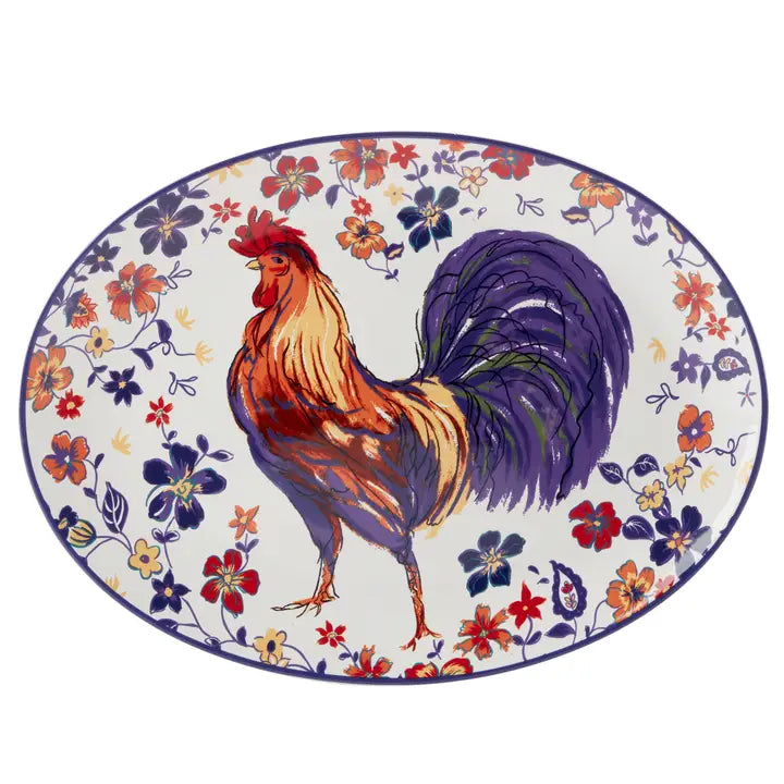 Morning Rooster Oval Platter