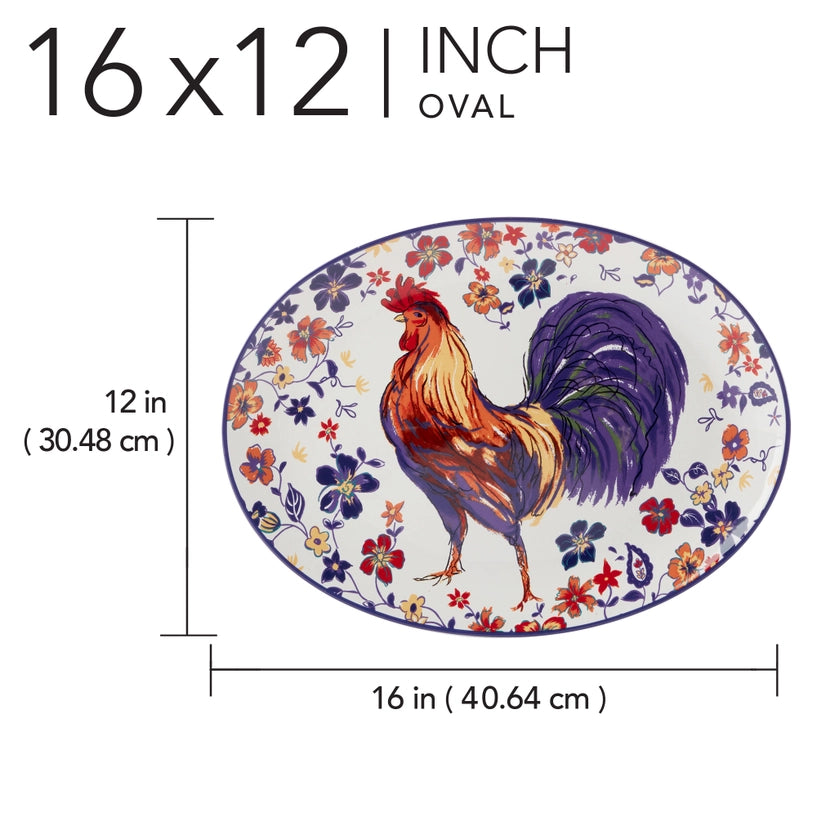 Morning Rooster Oval Platter