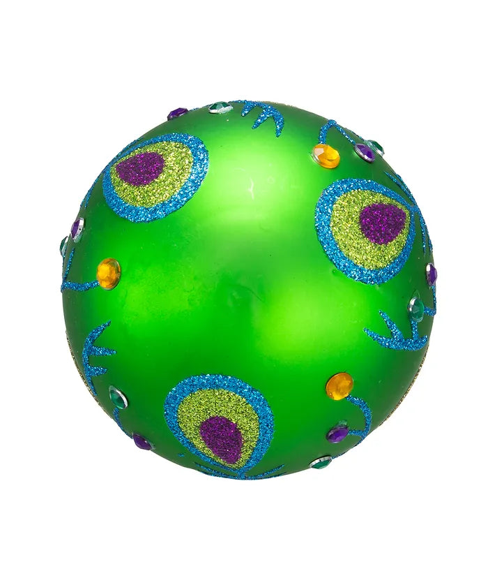 Glass Peacock Purple And Green Ball Ornaments