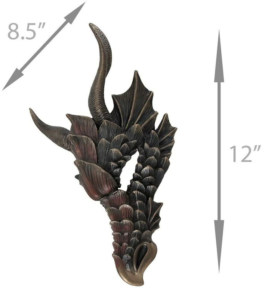 Cold Cast Bronze Dragon Mask Wall Mounted Decorative Plaque