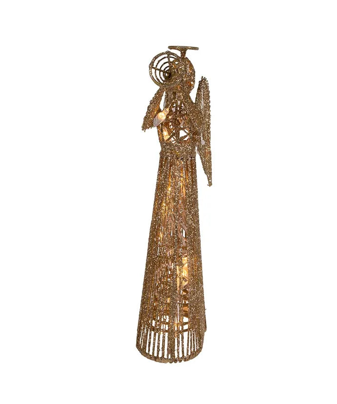 12" UL 20-Light Gold Glittered Angel Treetop