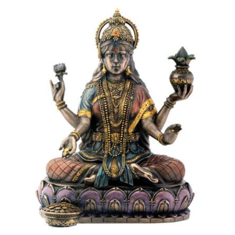 Hindu Goddess Lakshmi On Lotus Statue