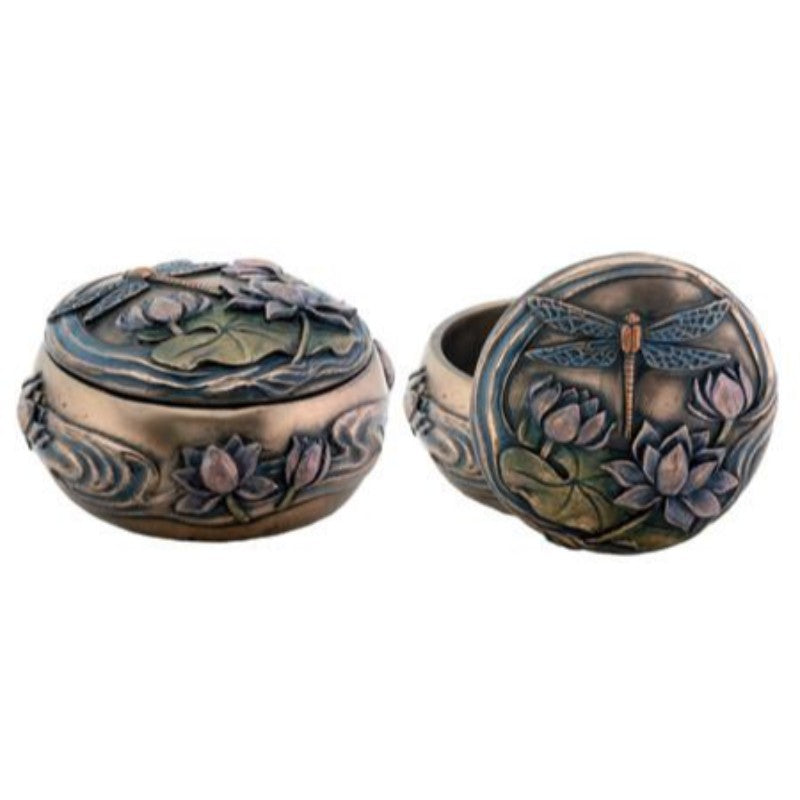 Dragonfly with Flowers Art Nouveau Design Jewelry Holder Box