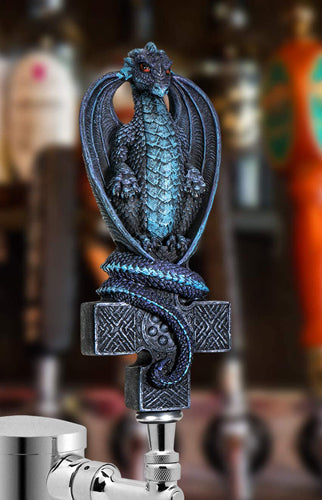 Fantasy Dragon On Celtic Cross Beer Tap Handle