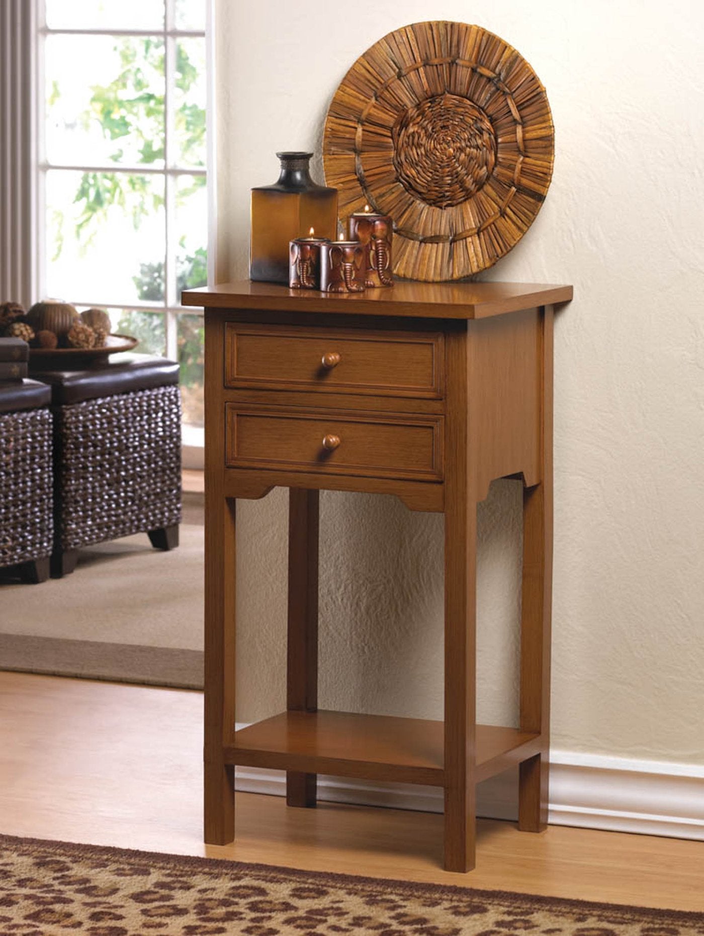 Natural Brown Wooden Side Table