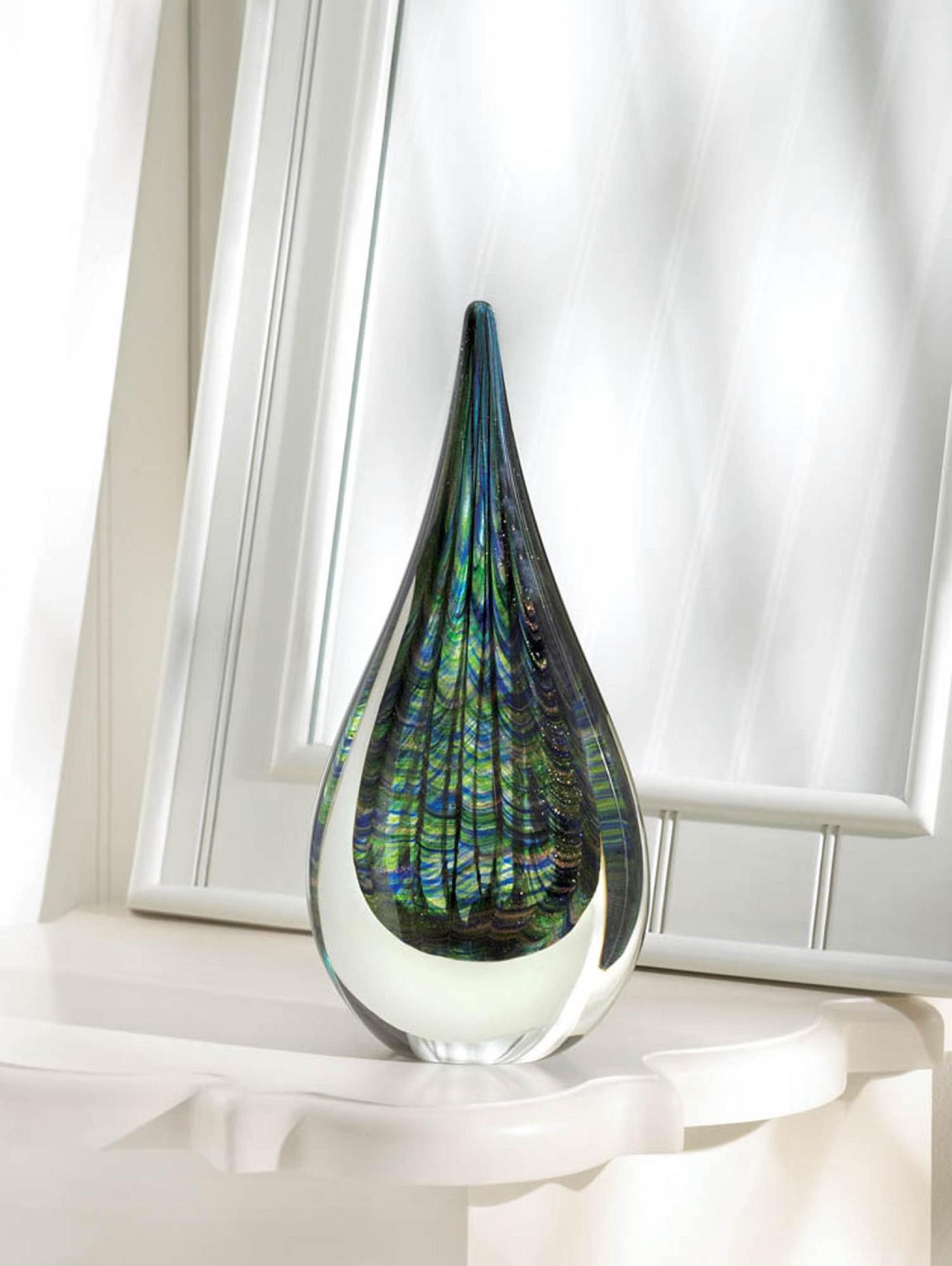 Peacock Inspired Art Glass Sculpture