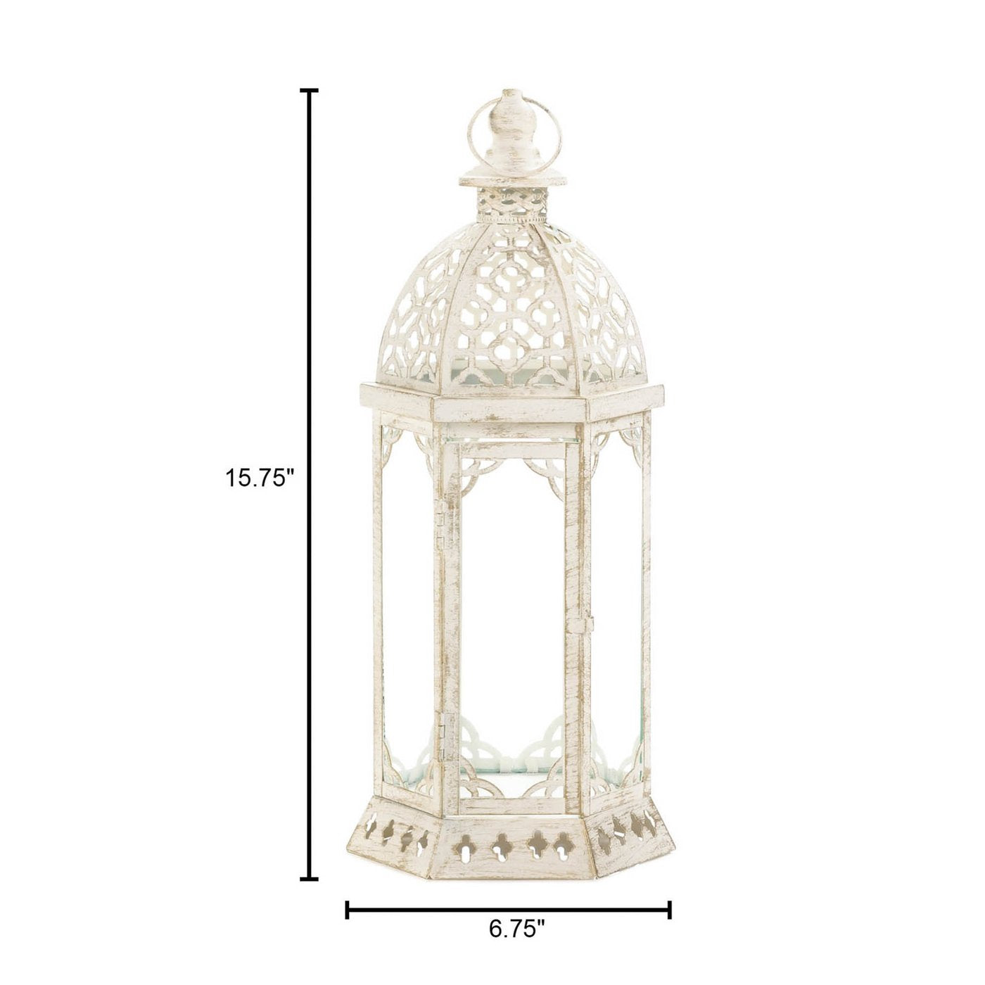 White Graceful Distressed Small Lantern