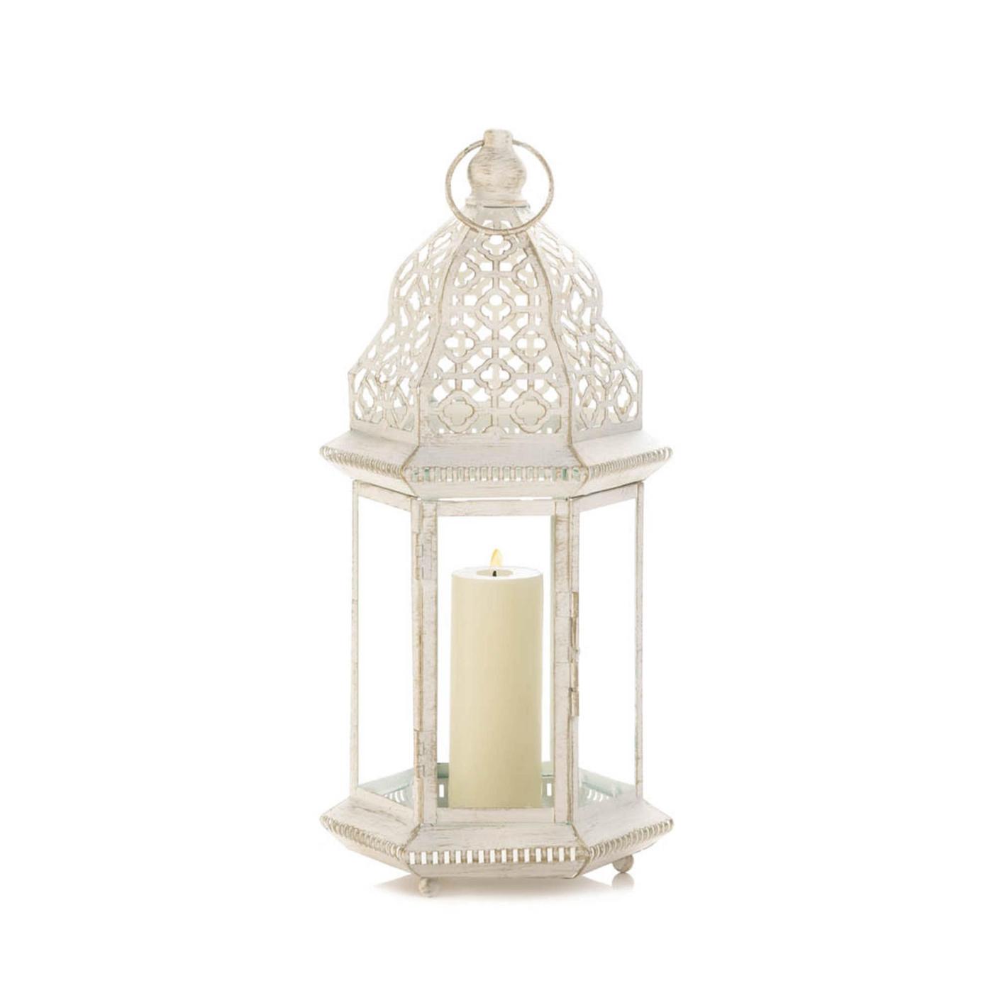 Sublime Distressed White Large Lantern
