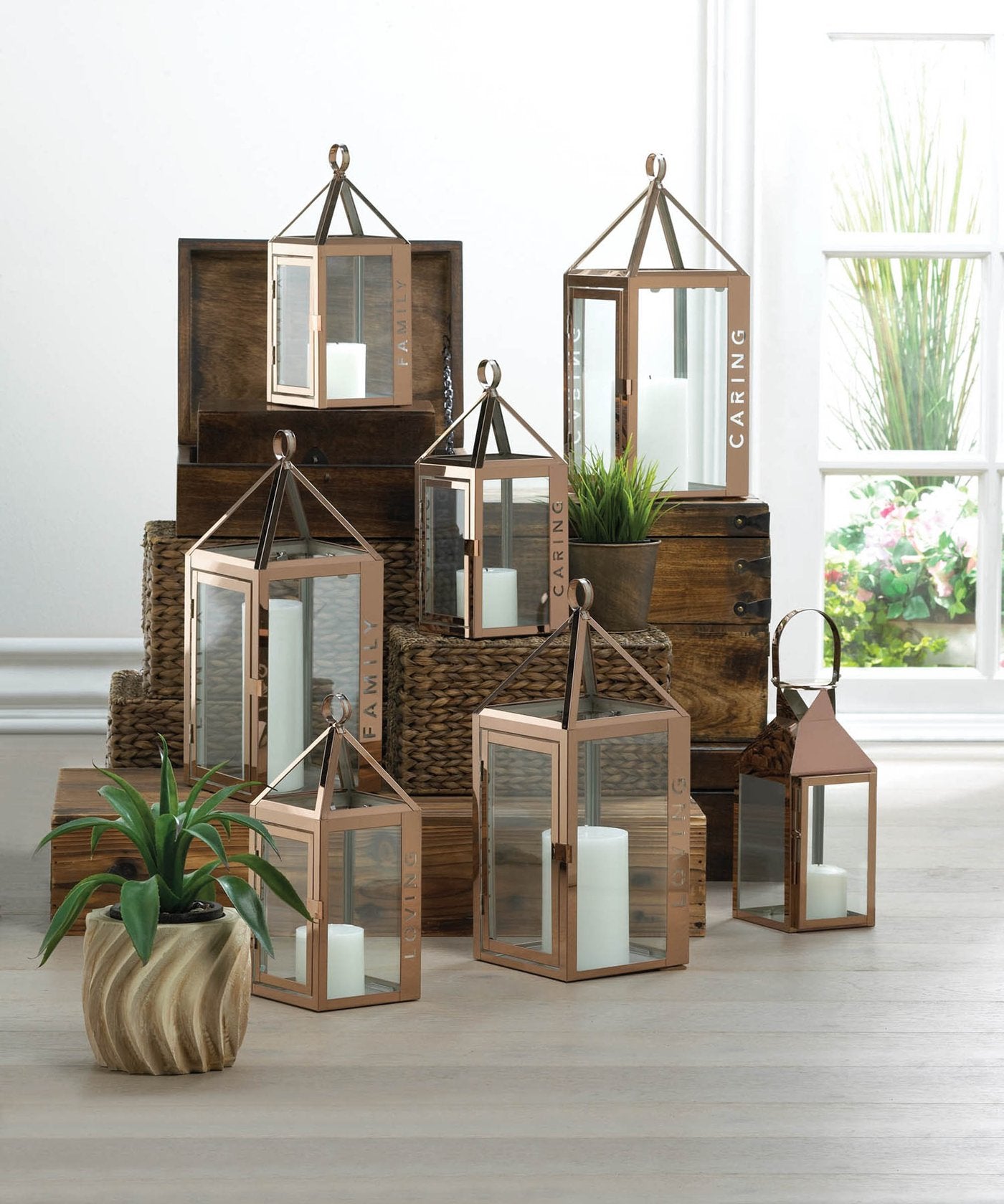 Rose Gold Candle Lantern
