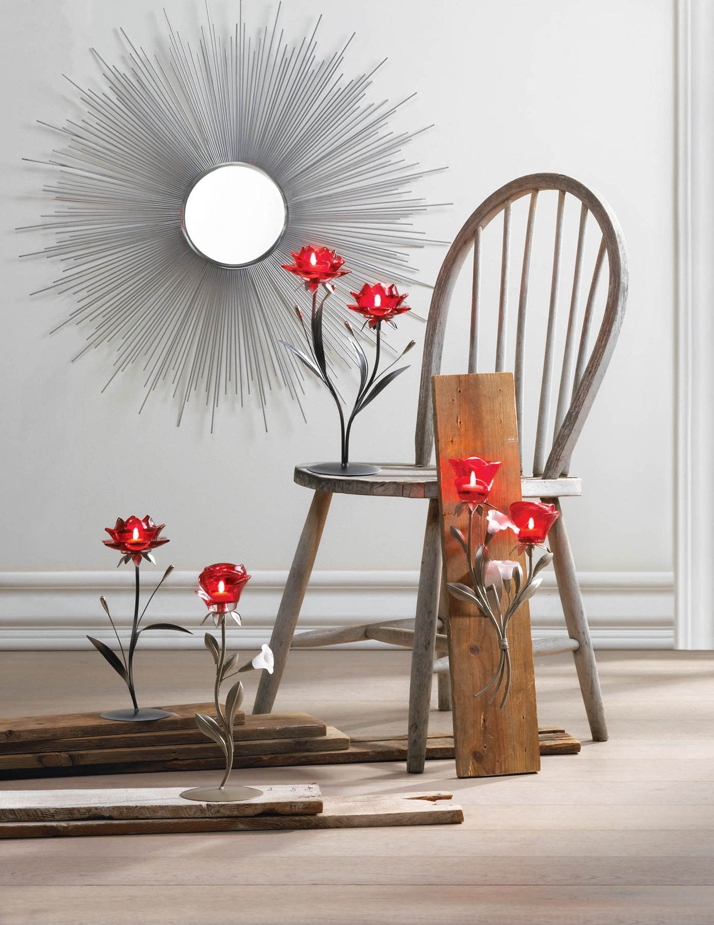 Beautiful Red Flowers Candleholder