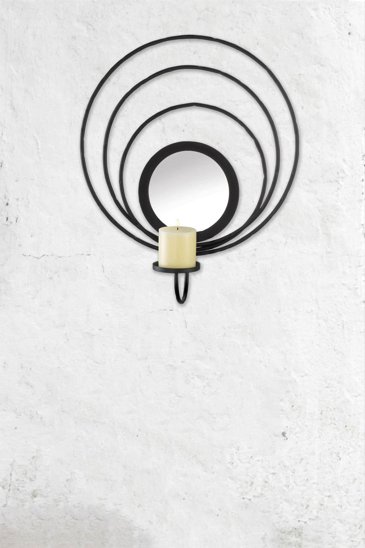 Black Iron Mirrored Wall Sconce