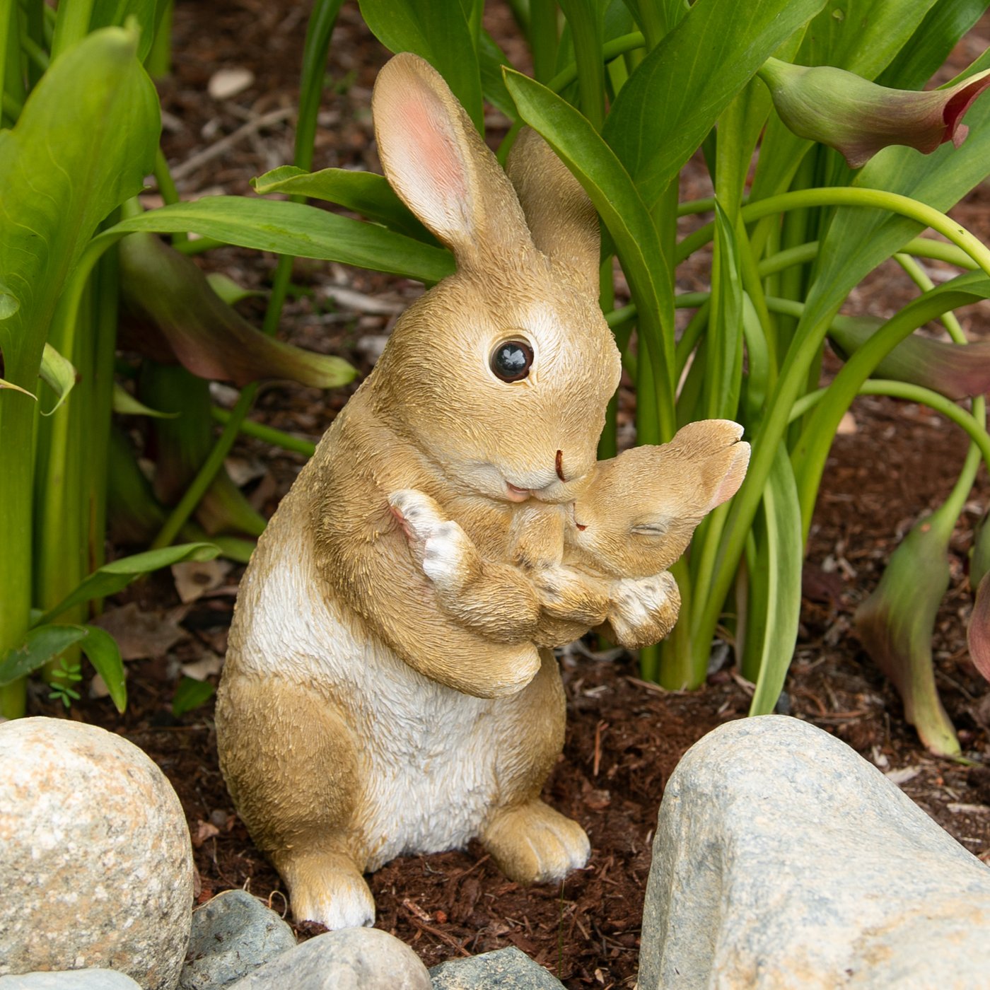 Mom And Baby Rabbit Figurine