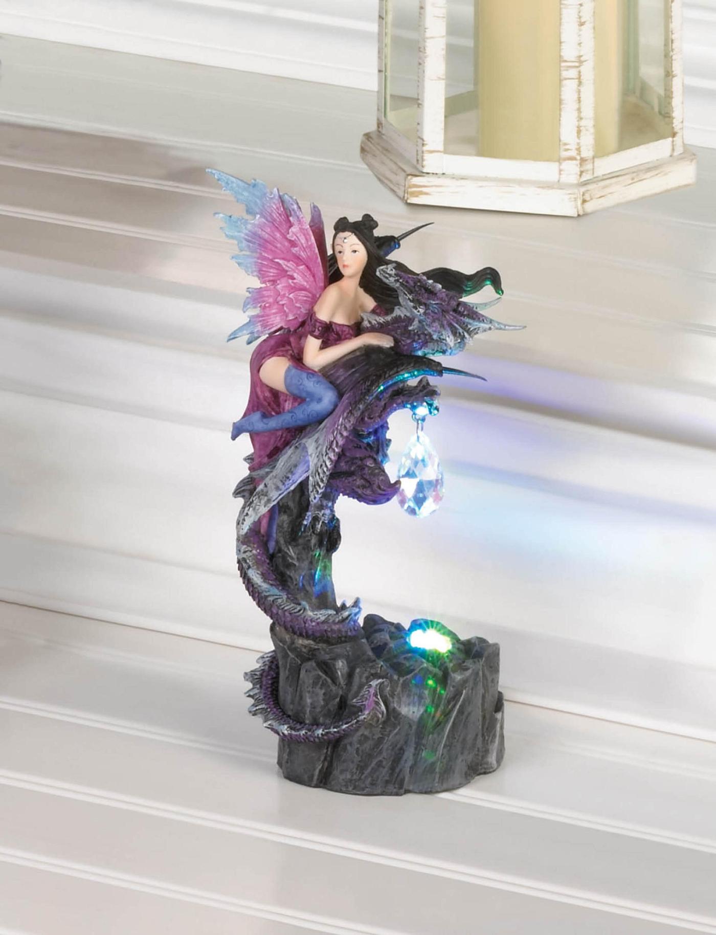 Light Up Fairy And Dragon Figurine