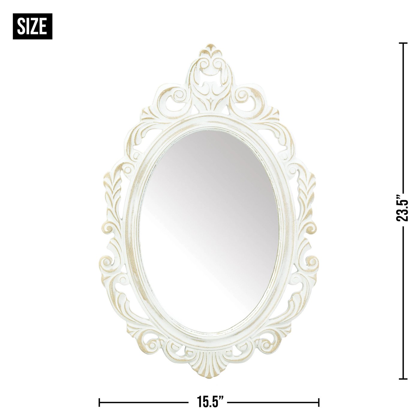 Antiqued White Wall Mirror