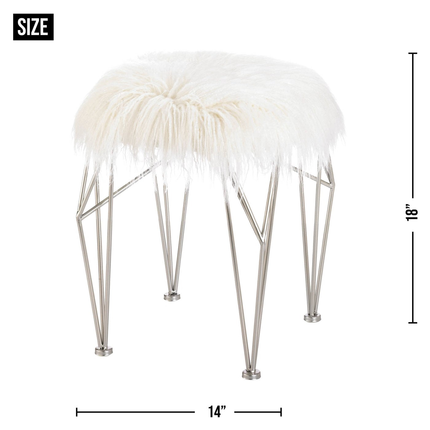 Fur Stool With Prism Legs