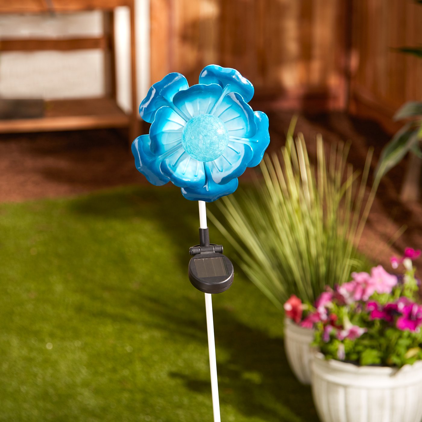 Blue Flower Solar Stake