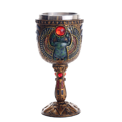 Ancient Egyptian Winged Scarab Ceremonial Chalice Cup 7oz Wine Goblet