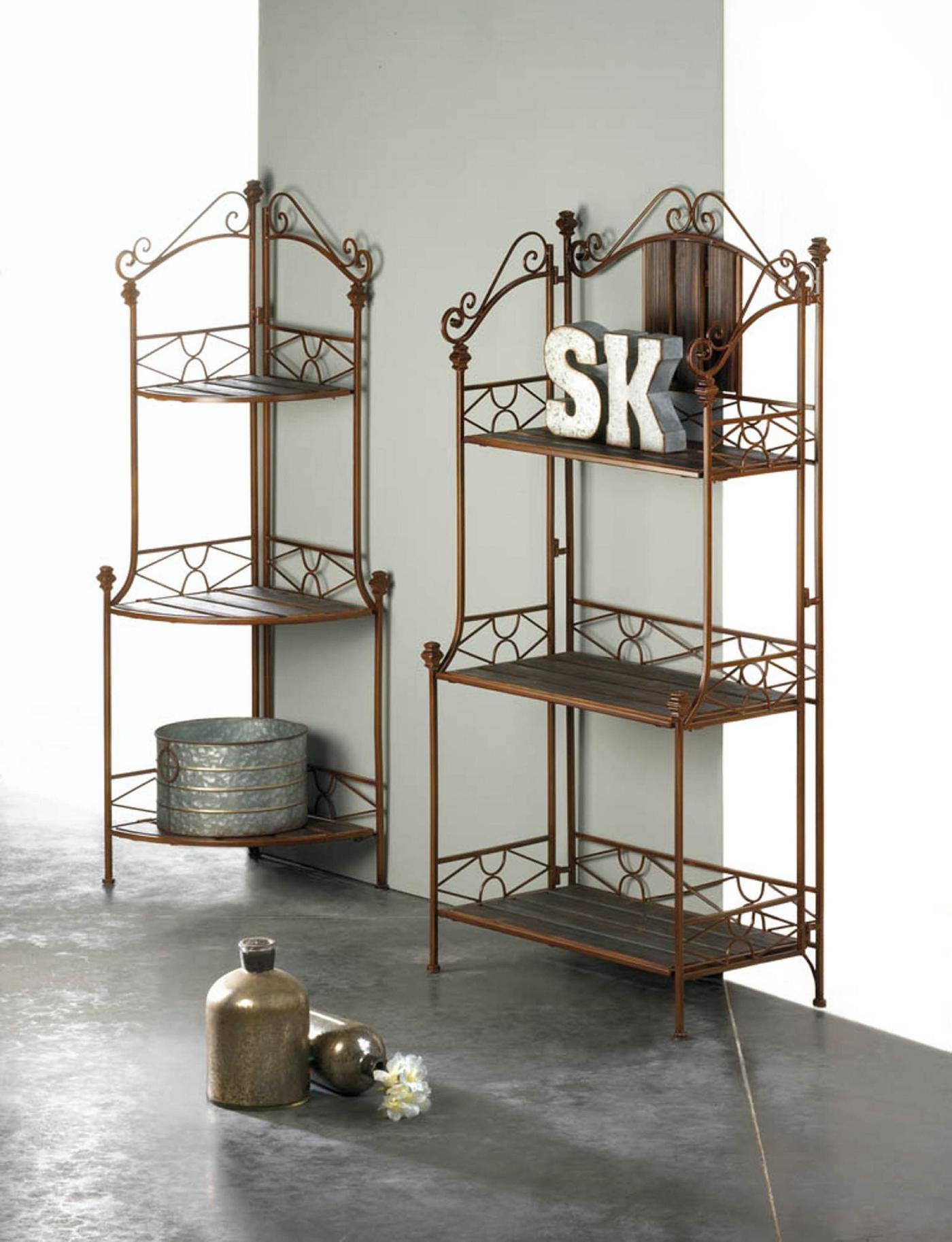 Rustic Corner Baker's Rack