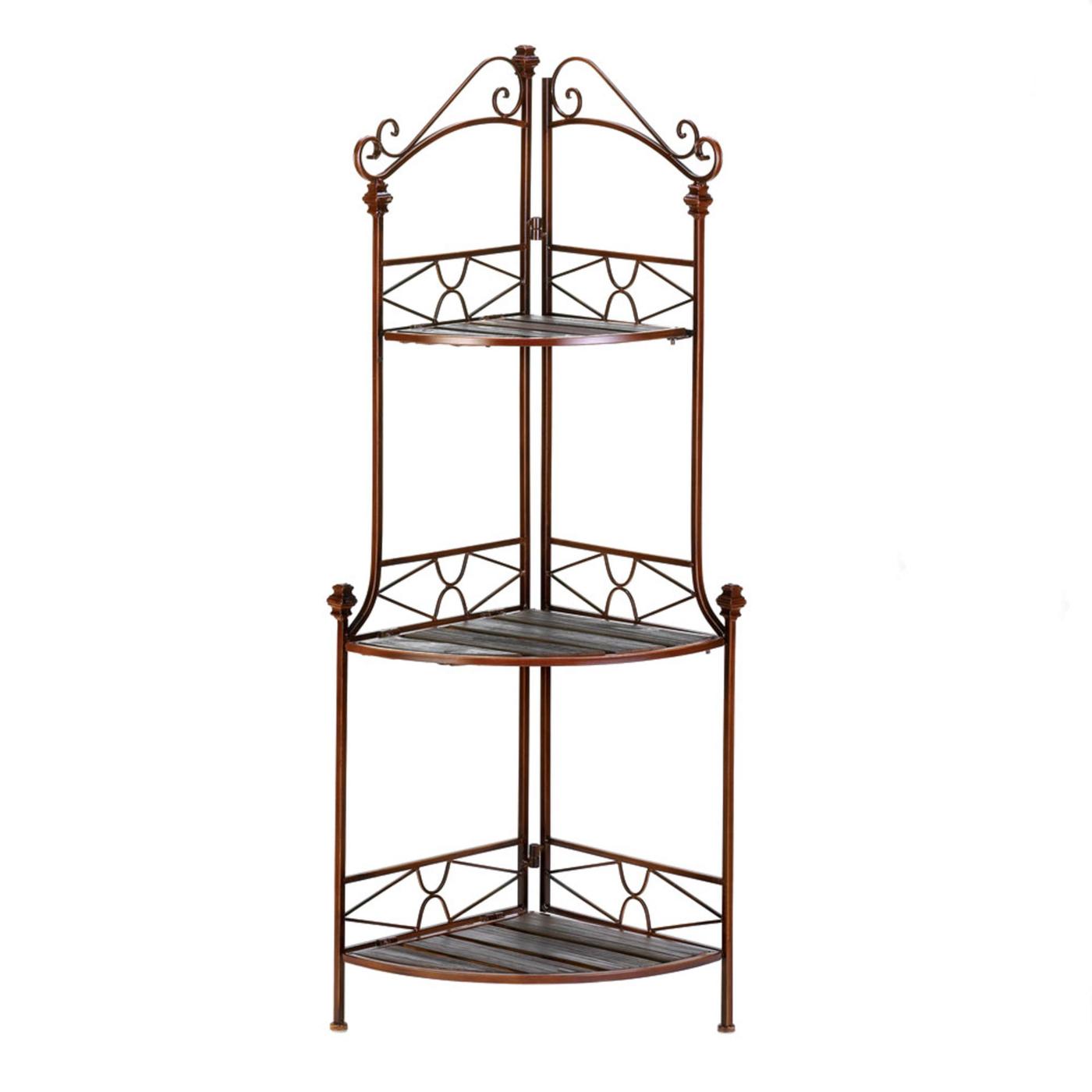 Rustic Corner Baker's Rack