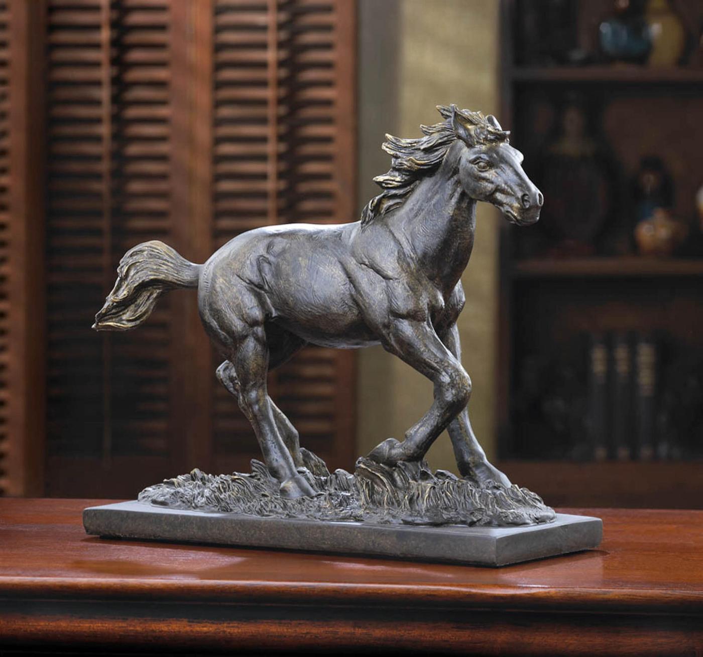 Wild Stallion Galloping Horse Figure Statue