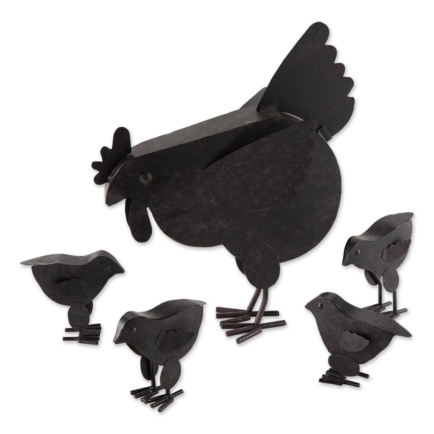 Black Hen With Chicks Sculpture