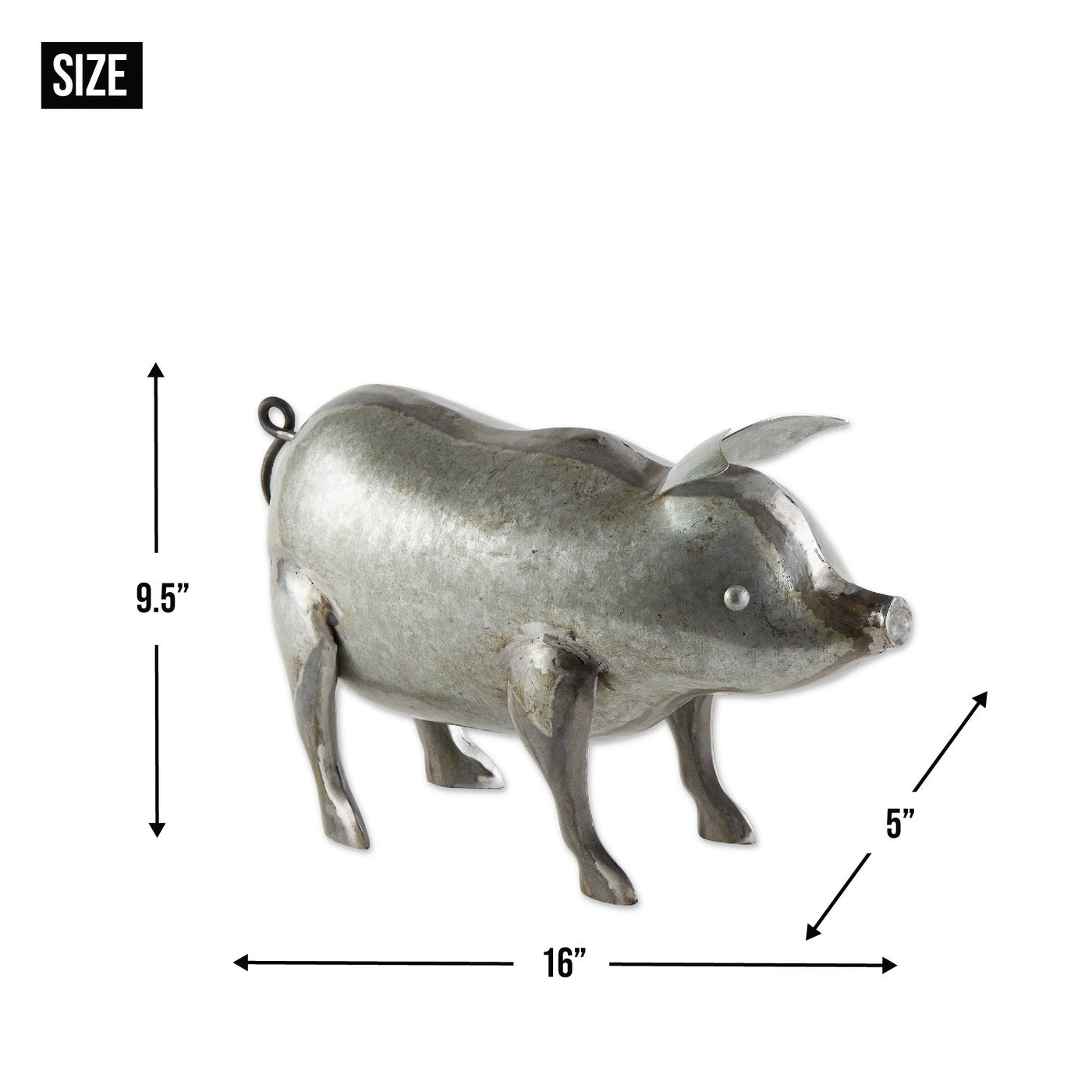 Whimsy Galvanized Pig Sculpture