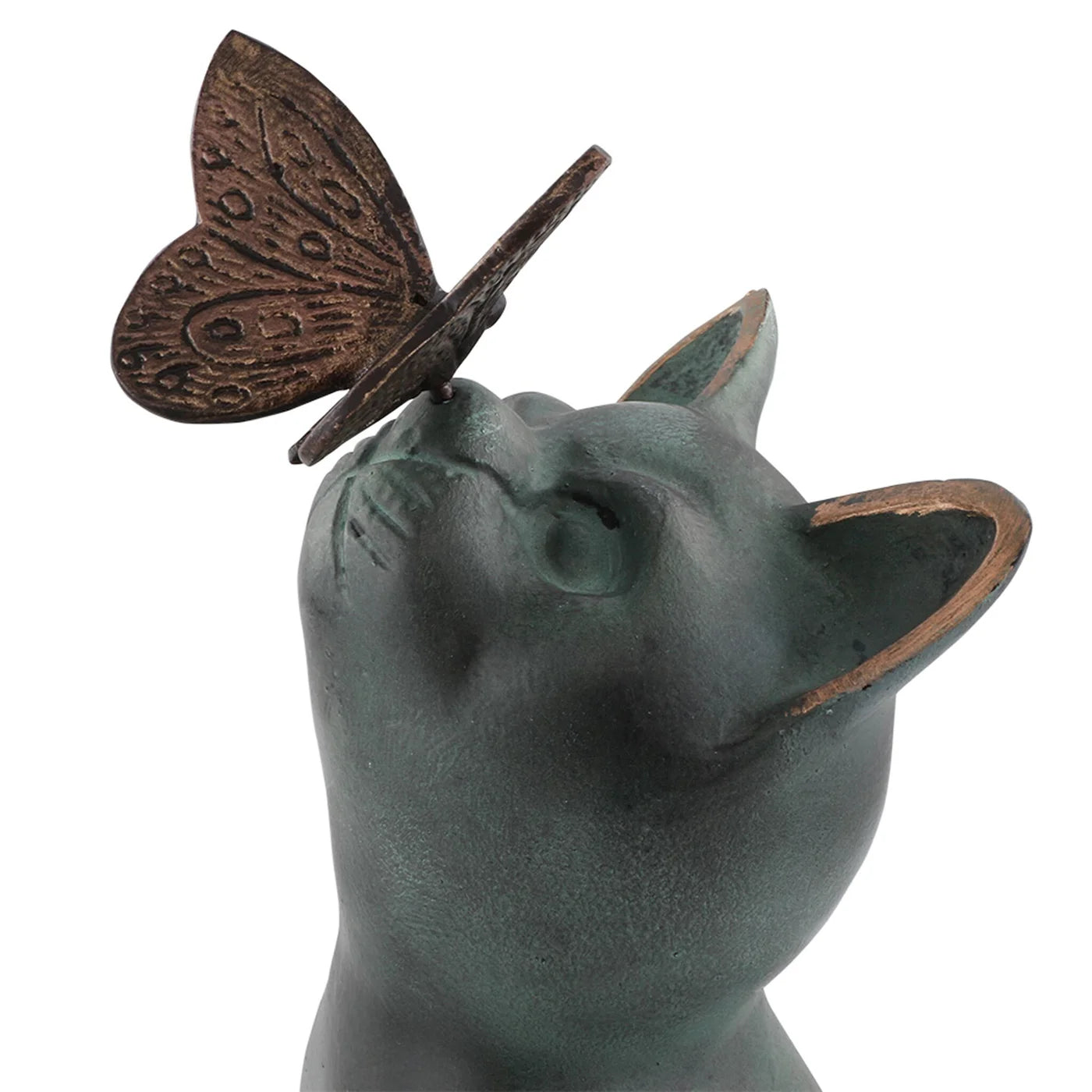 Cat And Butterfly Curiosity Garden Sculpture