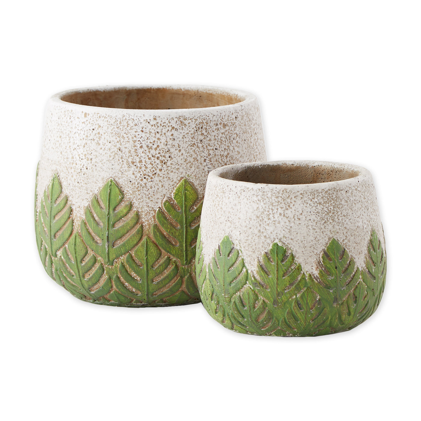 Set of Two Greek Leaf Cement Flower Pot