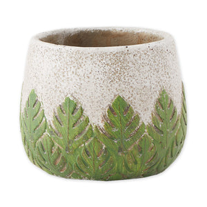 Set of Two Greek Leaf Cement Flower Pot