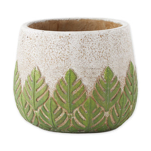 Set of Two Greek Leaf Cement Flower Pot