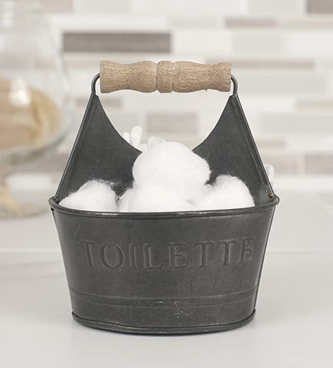 Metal Wooden Handle Small Toiletries Caddy