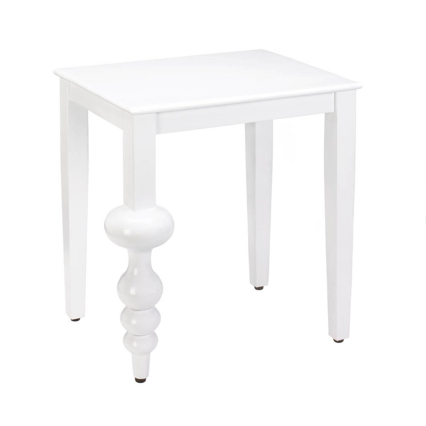 Milan White Mango Wood Accent Side Table Lacquer Coating