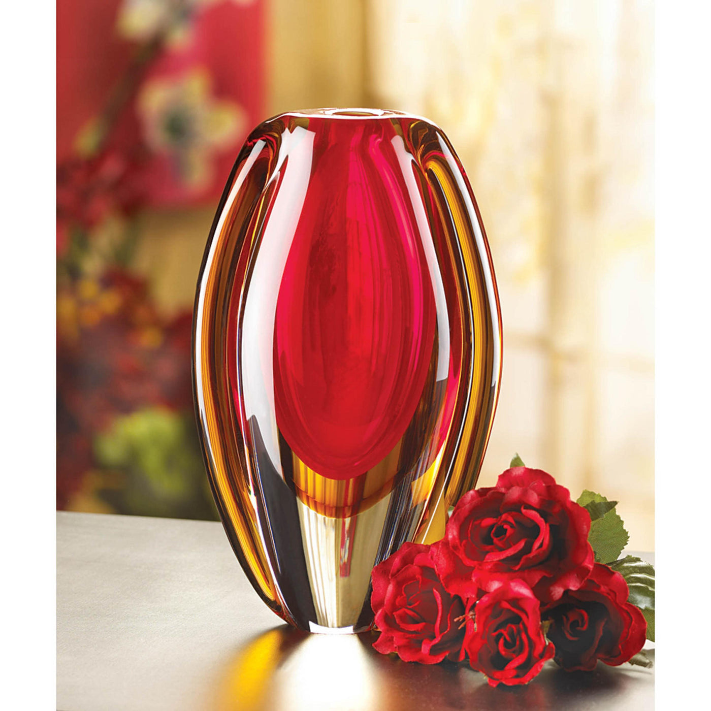 Sunfire Decorative Glass Vase Centerpiece