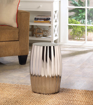 Contemporary Sleek Silver Decorative Stool