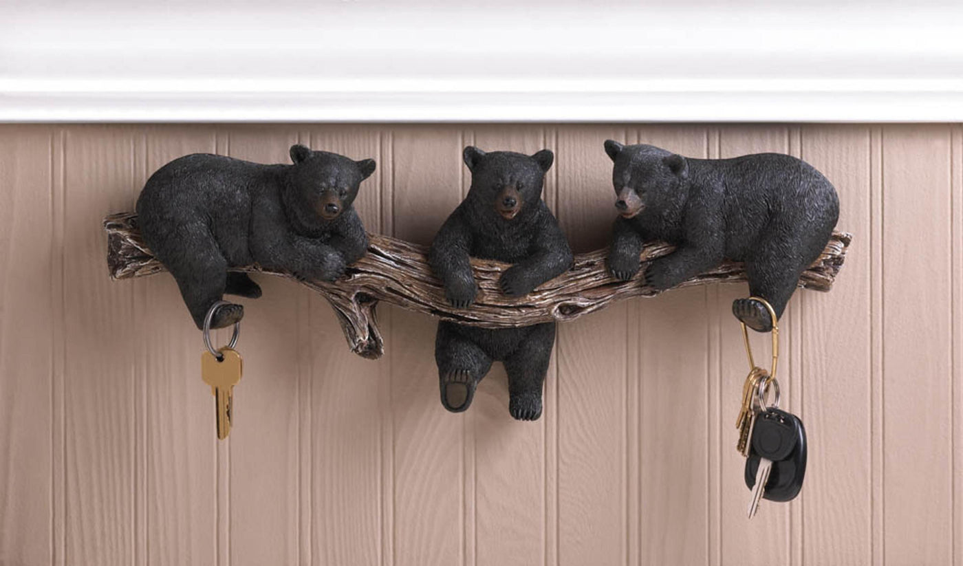 Black Bear Trio Hooks Wall Plaque