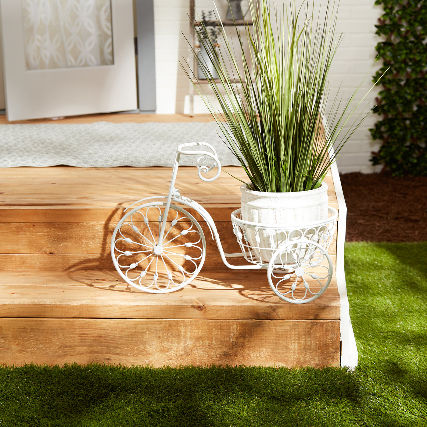 White Bicycle Indoor And Outdoor Planter