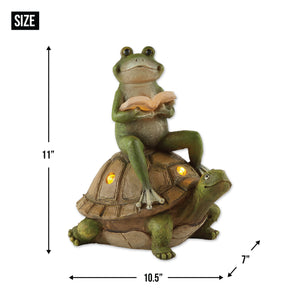 Frog And Turtle Solar Statue