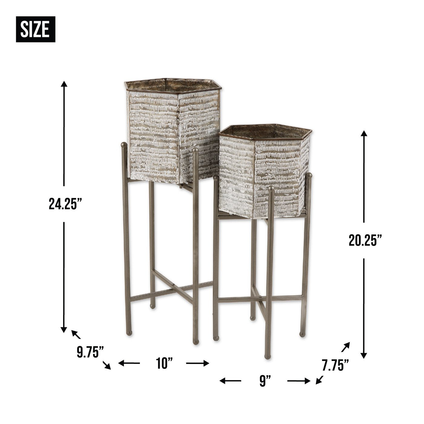 Hexagon Bucket Plant Stand Set Of 2