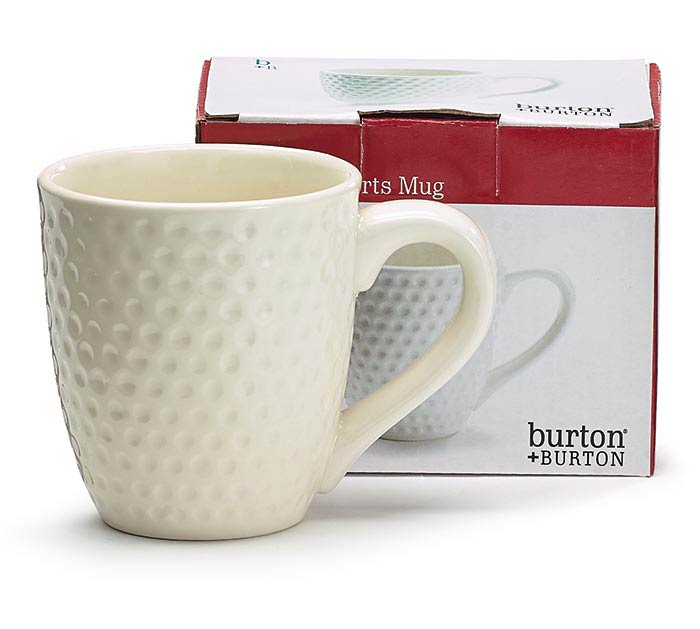 White Dimpled Ceramic Golf Ball Coffee Mug