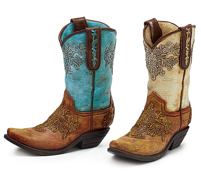 Assorted Cowboy Boot Flowers Vase
