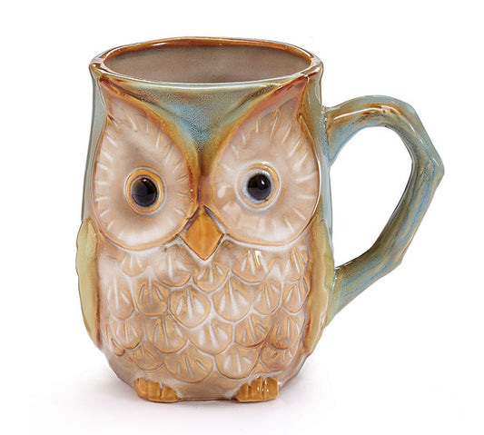 Blue/Green Colors Owl Porcelain Coffee Mug