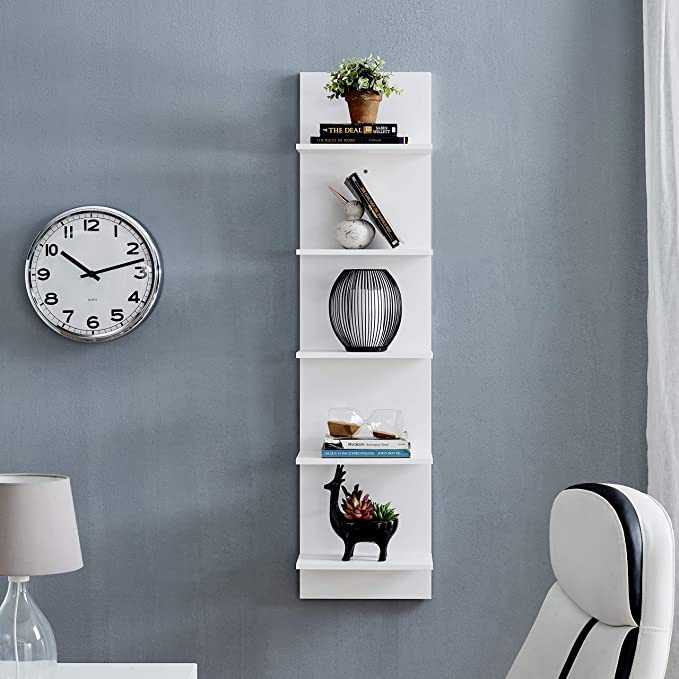 White Wall Mount Vertical Shelving Unit