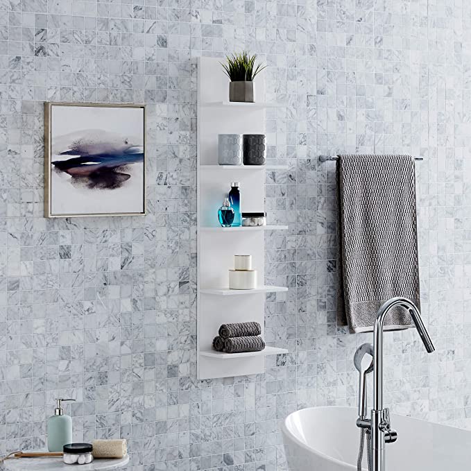 White Wall Mount Vertical Shelving Unit
