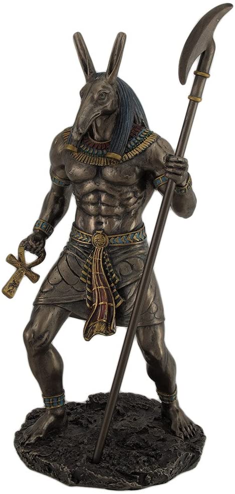 Egyptian Seth Holding Ankh And Was Scepter Statue
