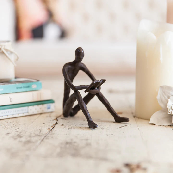 Modern And Elegant Bronze Sculpture Leisure Reading Book