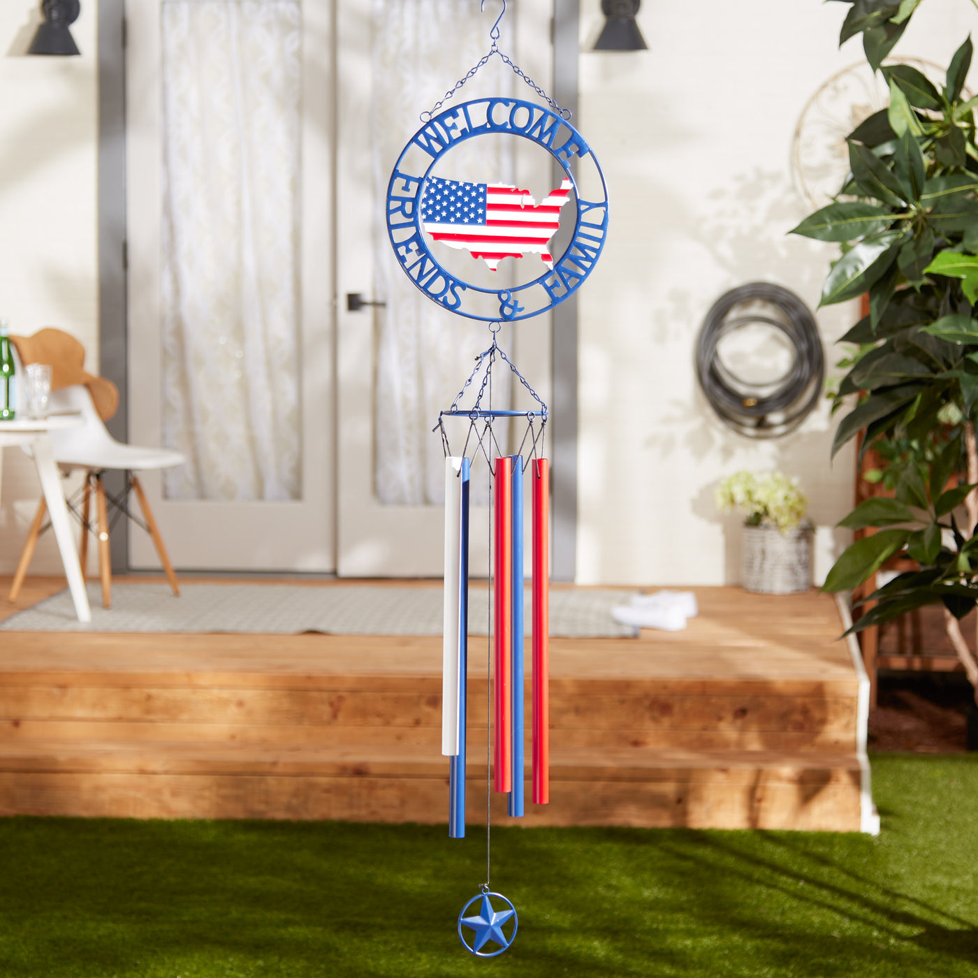 Patriotic Welcome Friends & Family Weathervane Wind Chime