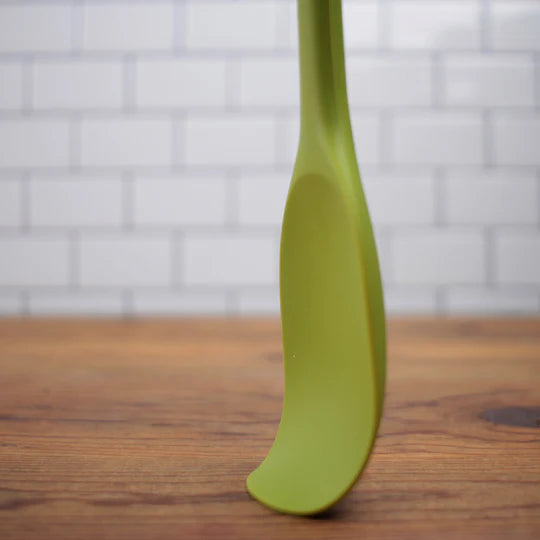 11" Green Ela Series Spatulas Strong Silicone Wrapped Steel Rubber Scraper Spoon