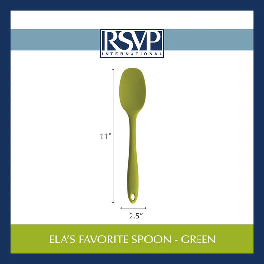 11" Green Ela Series Spatulas Strong Silicone Wrapped Steel Rubber Scraper Spoon