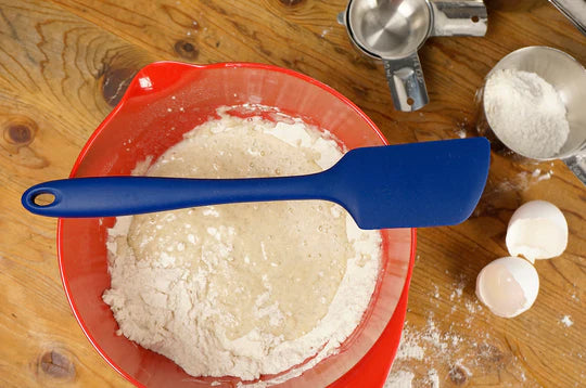 Ela Style Spatula 11" Blue Silicone Wrapped Steel Rubber Scraper