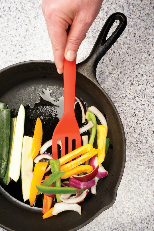 Red 11" Silicone Flexible Fork Mixes Ingredients Mashes Food Whisks Eggs